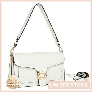 Vegan Leather Crossbody Bag with Two Detachable Straps Elegant Chic